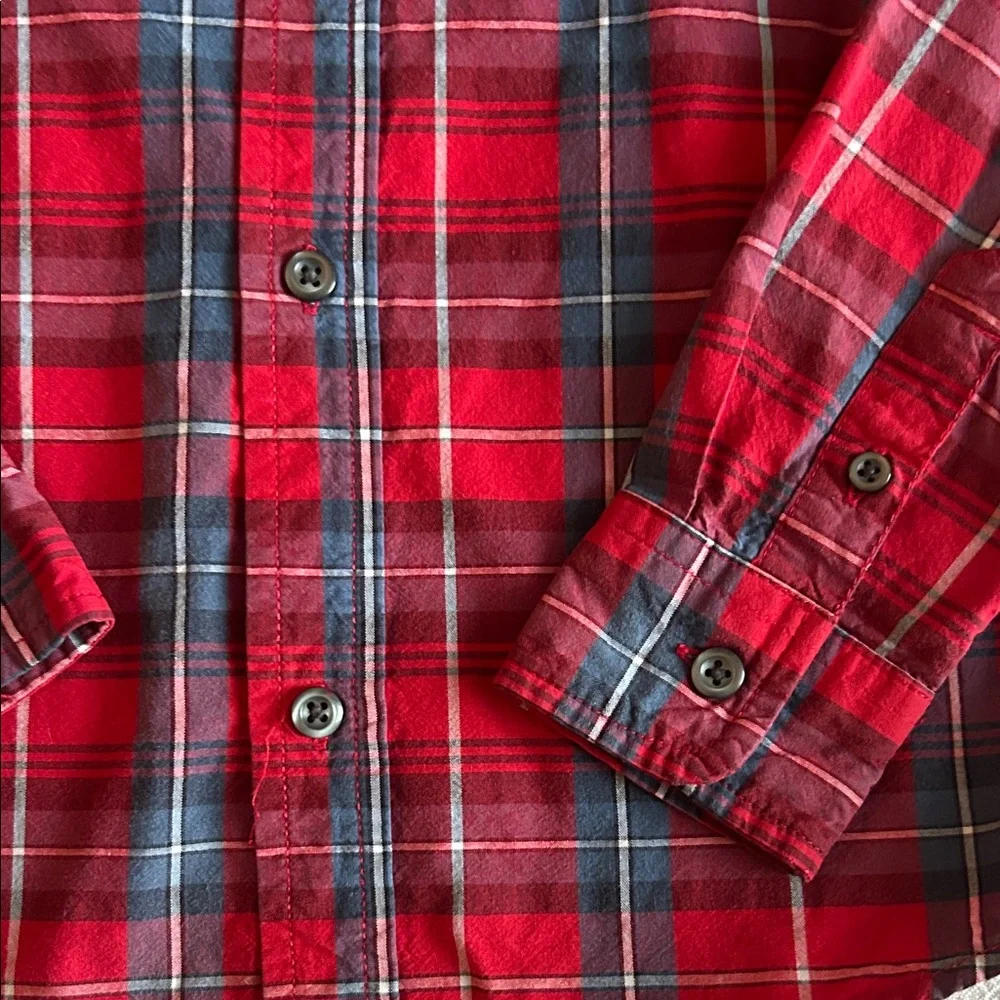 The Children's Place Red and Navy Plaid Button-Up Shirt